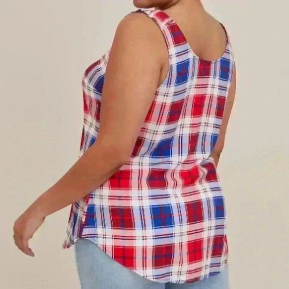 Torrid Red White Blue Button Front Plaid Tank 3 3X 22/24 NWT - Picture 2 of 8